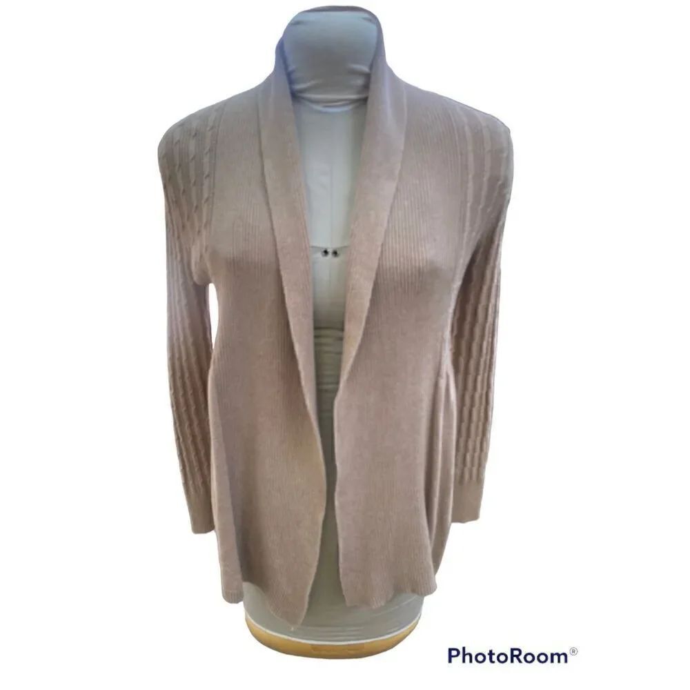 Sonoma Open Front Cardigan Gathered Waist Size M Cozy Rolled Collar